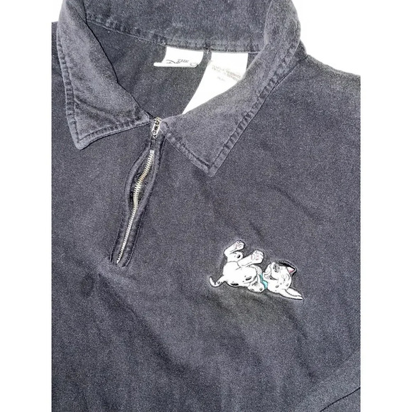 Vintage 101 Dalmatians Sweatshirt Adult 2XL Black Embroidered Disney Zip RARE - Picture 2 of 4